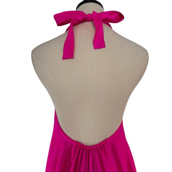 NWT AZEEZA Winston Raw Silk Mini Dress Ultra Pink High Low Party Size L - Picture 5 of 10